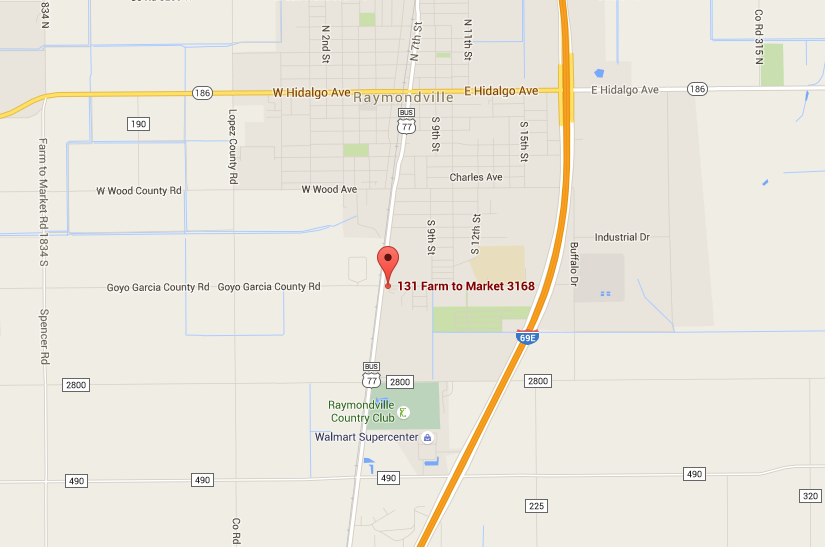 map of where the Raymondville location is