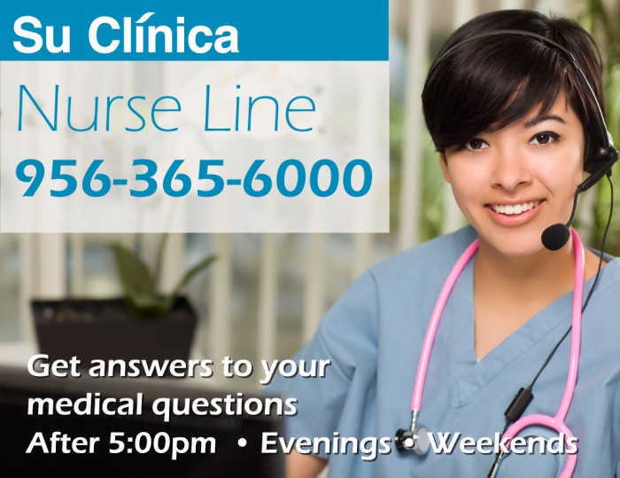 Su Clinica Nurse Line. Get answers to your medical questions.