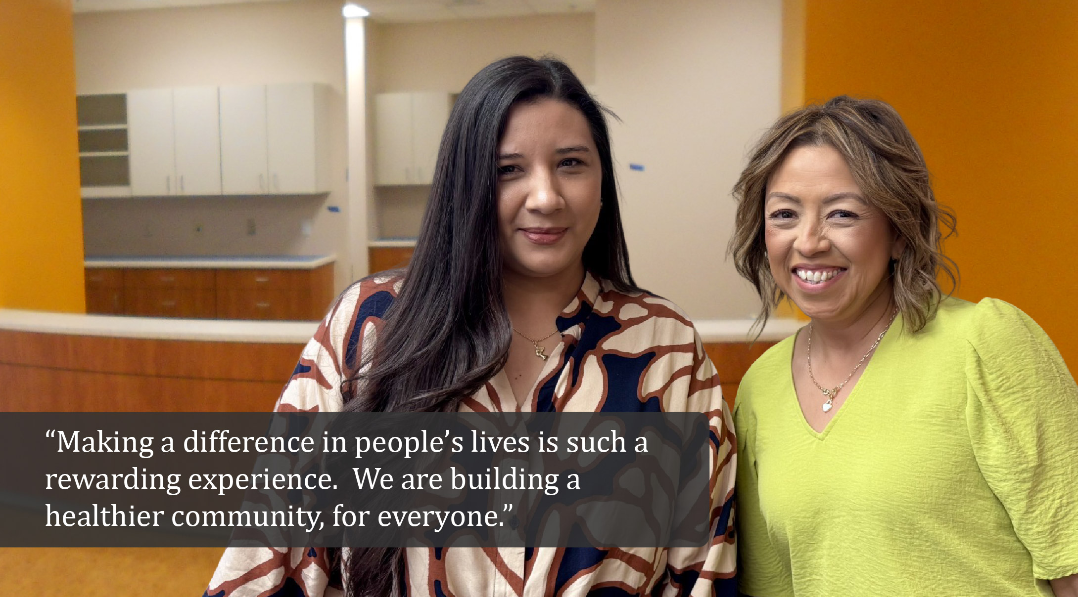 Two female employees with quote, 